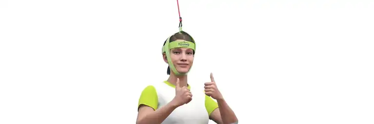 Woman satisfied after training with the Bejoyland NECKY neck trainer